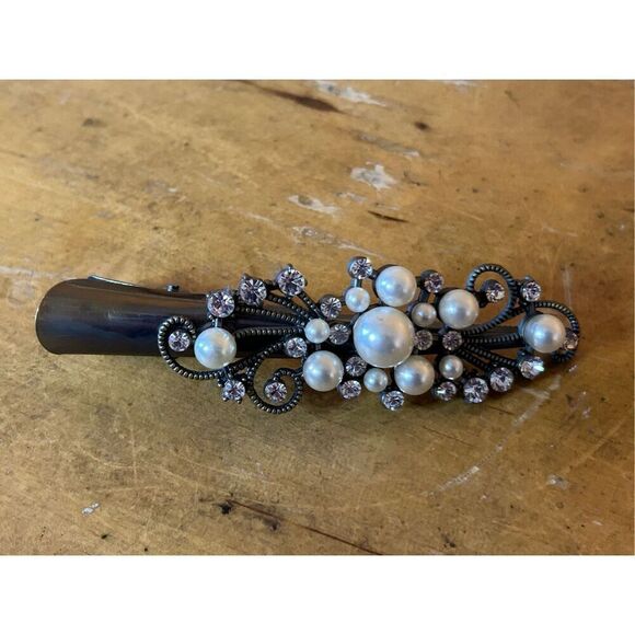 Vintage Rhinestone Studded Alligator Hair Clip (8216) - Picture 3 of 5